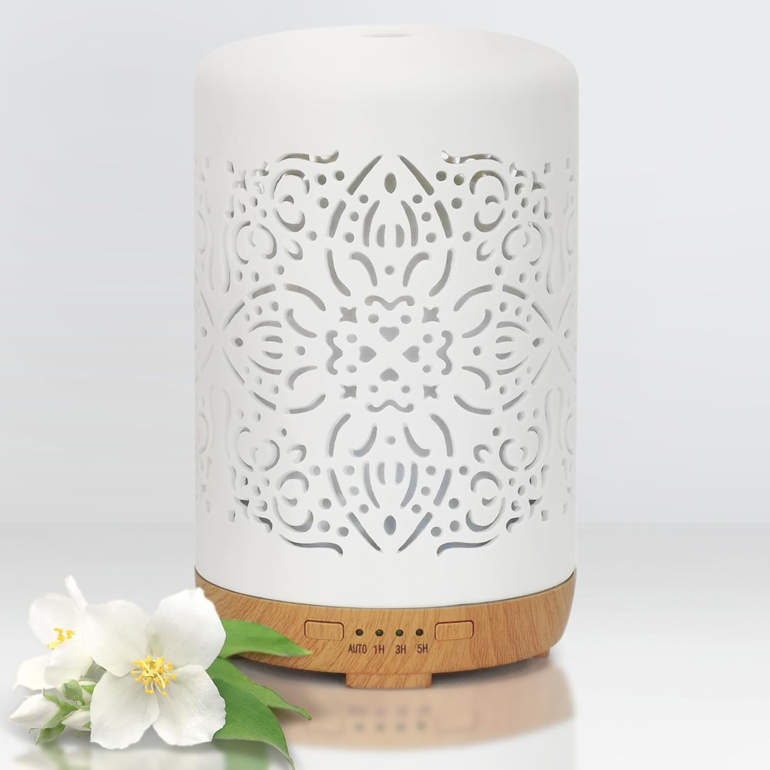 Earnest Living Essential Oil Diffuser White Ceramic Diffuser 250 ml Timers Night Lights and Auto Off Function Home Office Humidifier Aromatherapy Diffusers for Essential Oils