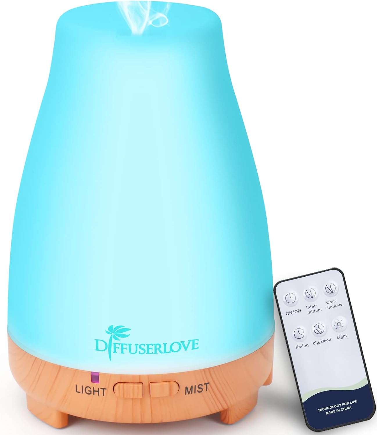 Diffuserlove Essential Oil Diffusers 200ML Remote Control Diffuser Mist Humidifiers BPA-Free Aromatherapy Diffuser (Yellow Base)