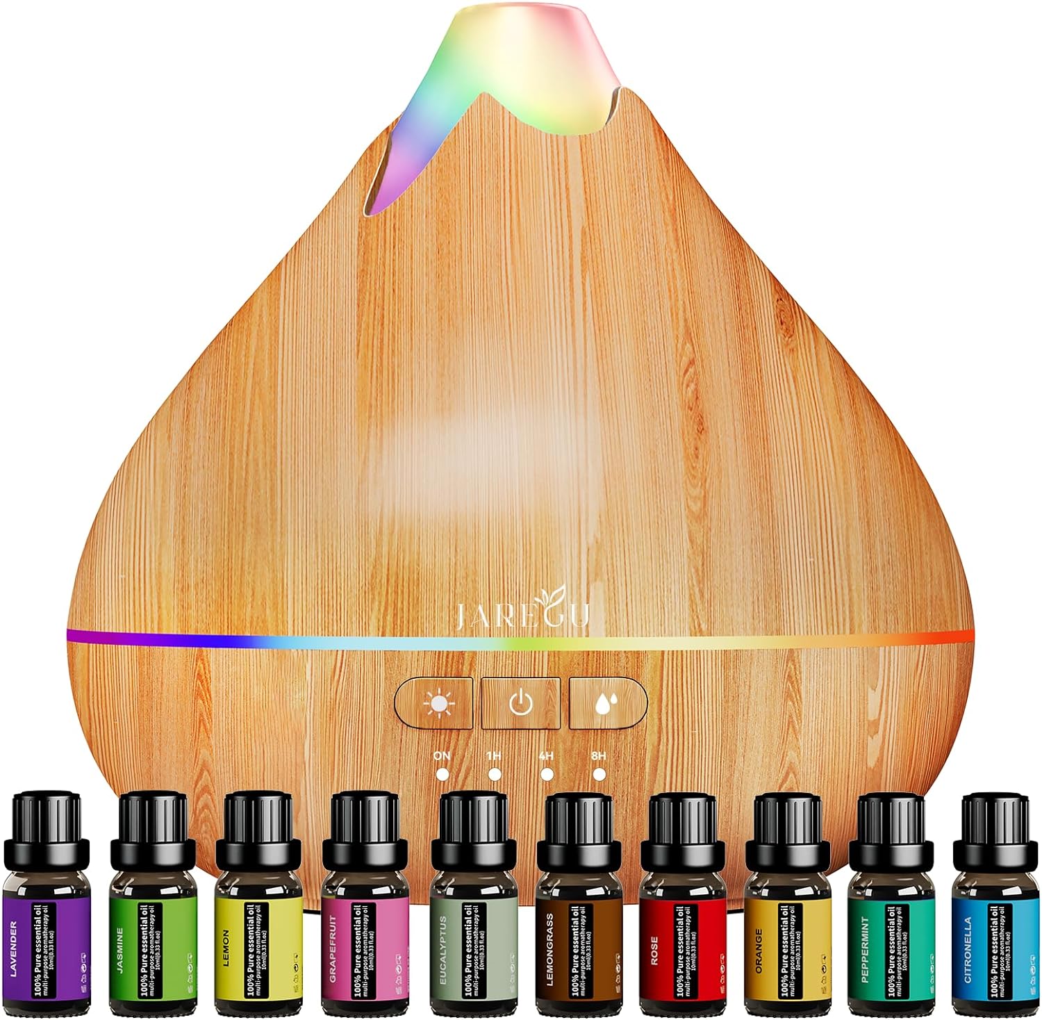 Essential Oil Diffusers for Home with Top 10 Oil Diffuser Gift Sets, 550ml Aroma Diffuser for Essential Oils Large Room, Ultrasonic Cool Mist Diffuser Auto Shut-Off 4 Timers 15 Colors (Yellow)