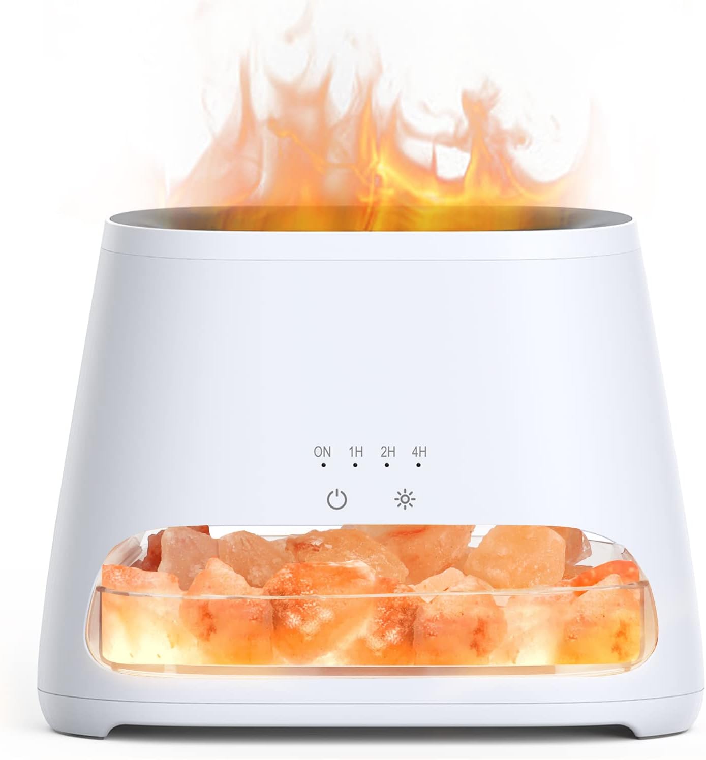 SALKING 2-in-1 Himalayan Salt Lamp & Ultrasonic Essential Oil Diffuser, Aromatherapy Diffuser Cool Mist Humidifier, Original Salt Therapy Lamp, 100% Pure Himalayan Salt, Ambient Glow, 150ml (White)