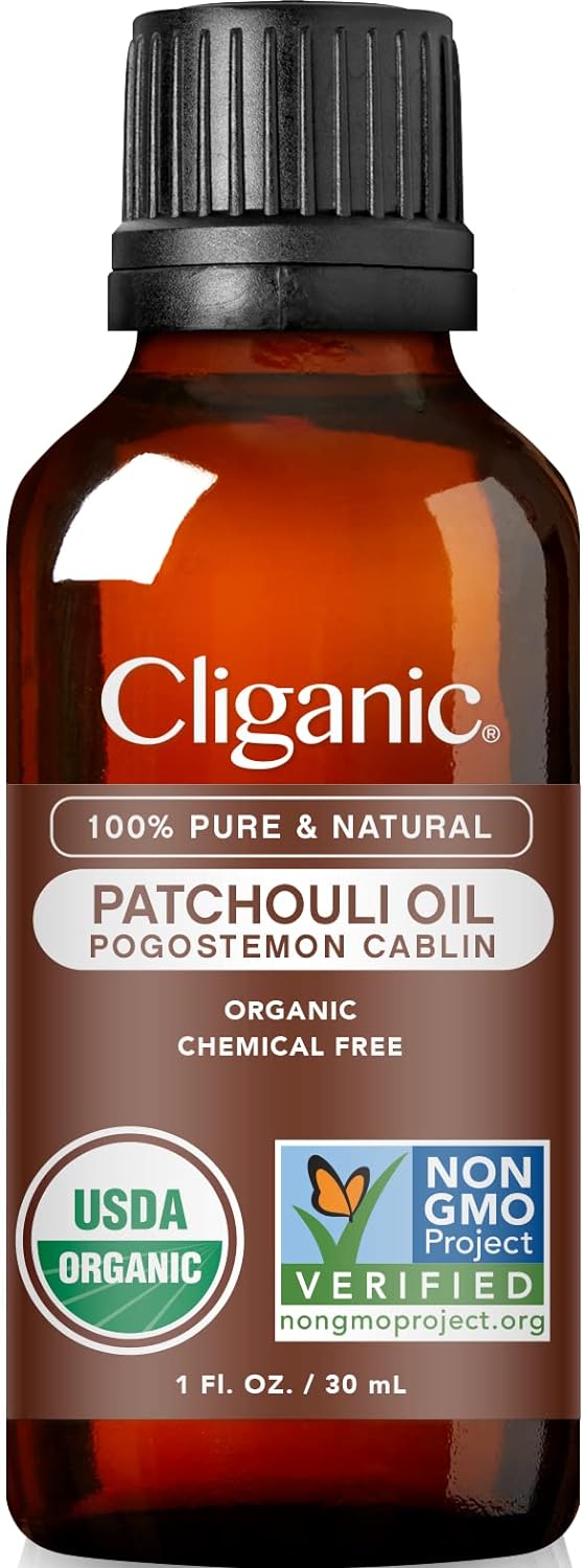 Cliganic Organic Patchouli Essential Oil - 100% Pure Natural for Aromatherapy Diffuser | Non-GMO Verified