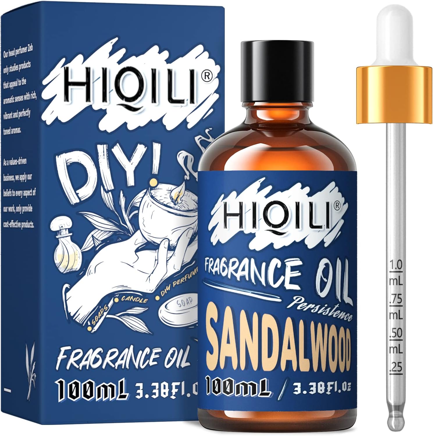 HIQILI Pure Sandalwood Fragrance Oil for Diffuser Home Scents Candle Soap Making DIY 3.38 Fl Oz Halloween Thanksgiving Gift