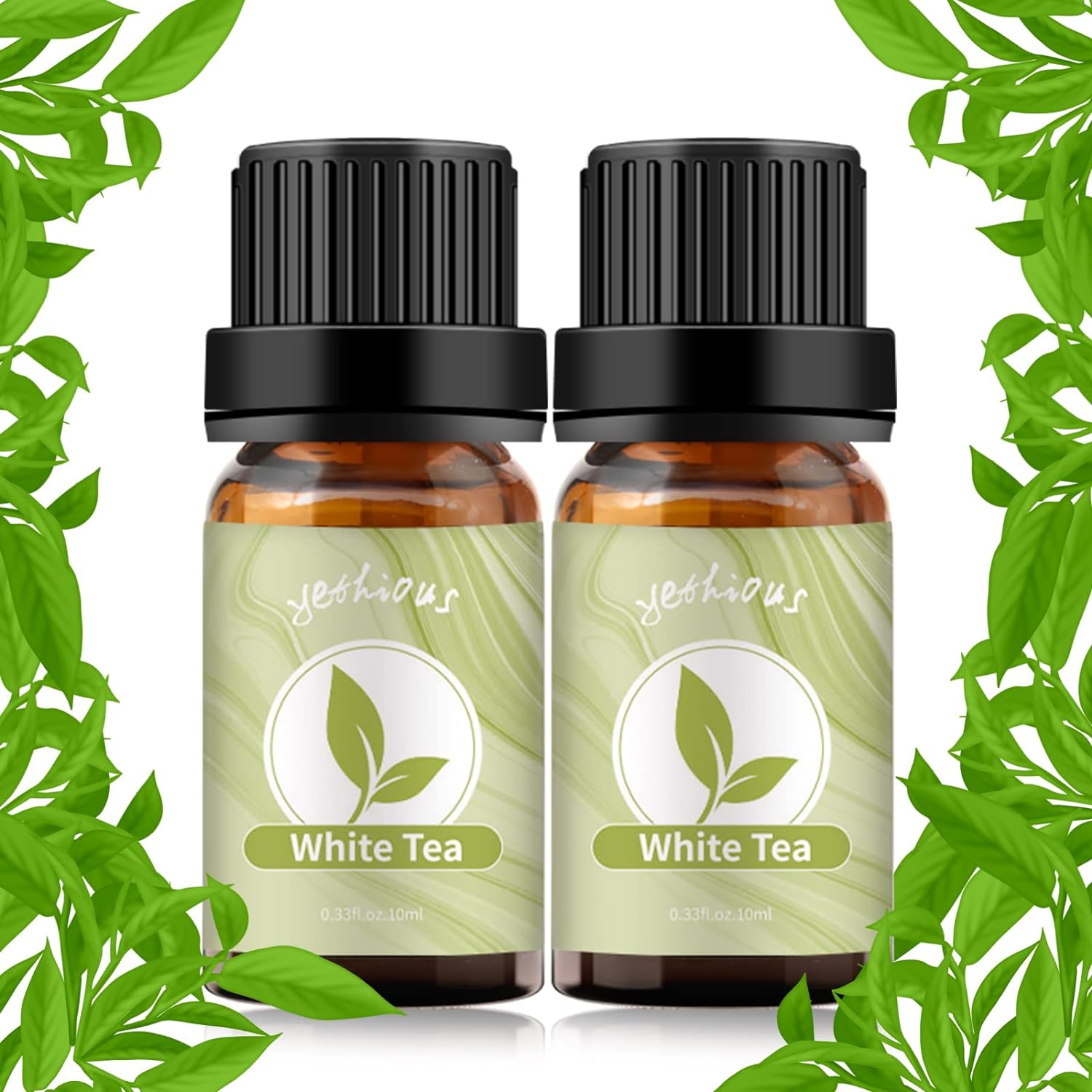 yethious White Tea Essential Oil White Tea Oil for Diffuser & Aromatherapy, Baths, Soap, Candle Making Scent Oil 2PCS*10ML