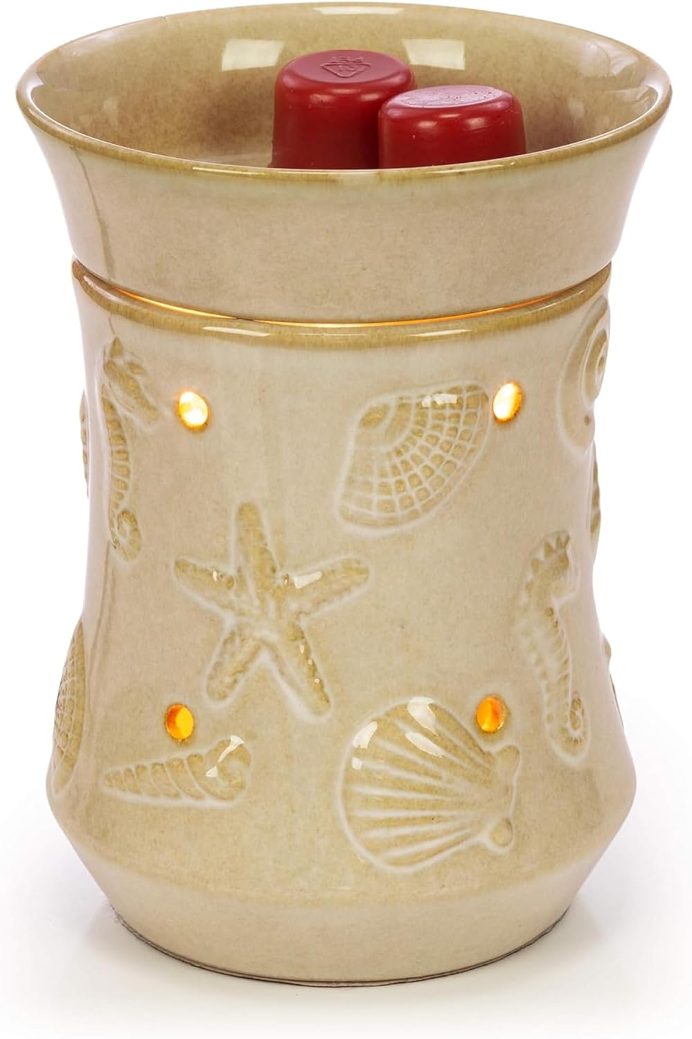 VP Home Wall Plug-in Wax Warmer - Ceramic Beach Life Electric Fragrance Candle Warmer and Night Light - for Scented Wax, Essential Oils, Candle Wax Melt Warmer, Tarts - Scentsy Wax Melter and More