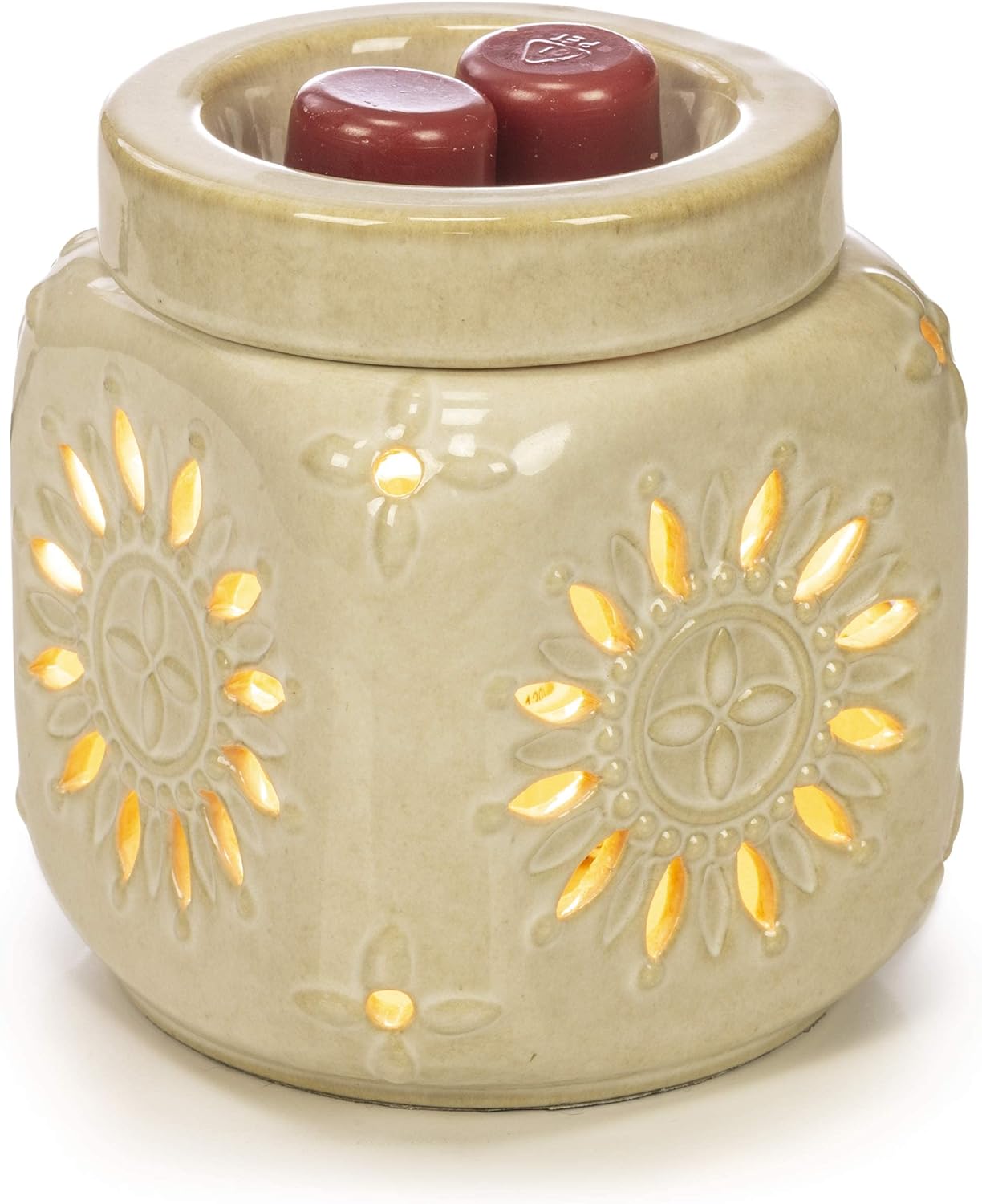 VP Home Wall Plug-in Wax Warmer - Ceramic Floral Sun Electric Fragrance Candle Warmer and Night Light - for Scented Wax, Essential Oils, Candle Wax Melt Warmer, Tarts - Scentsy Wax Melter and More