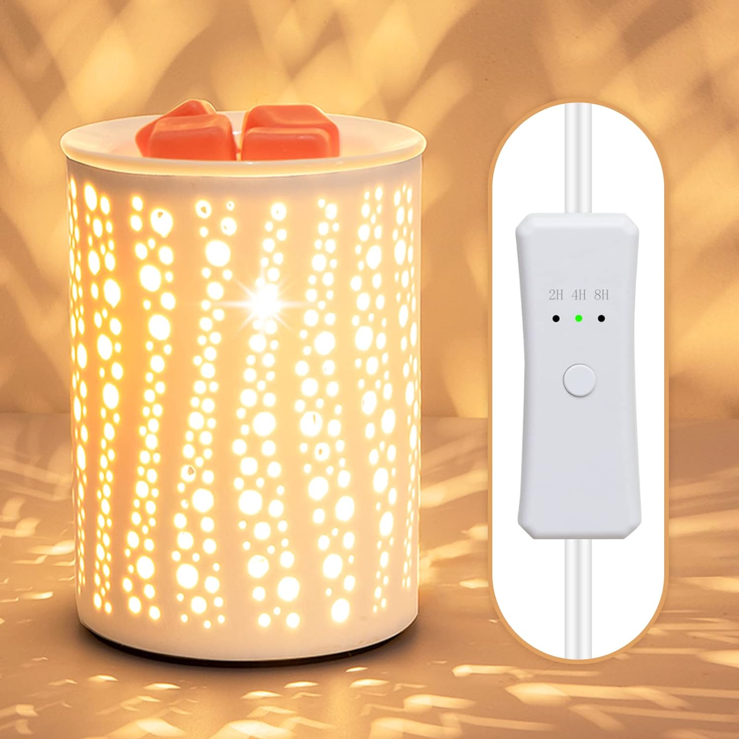 PALANCHY Wax Melt Warmer with Timer Electric Candle Wax Warmer Ceramic Oil Burner with 2/4/8 Hr Timer Settings Fragrance Wax Melter for Scented Home Aromatherapy