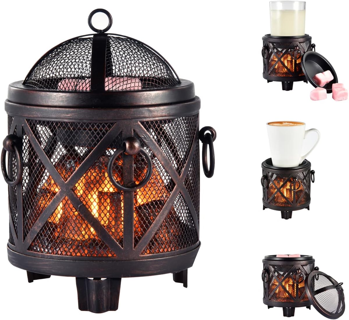 Wax Melt Warmer,4-in-1 Electric Wax Melter (Bronze, Fireplace Stove)