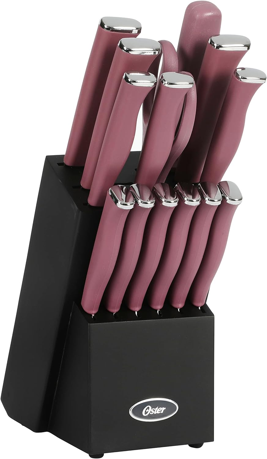 Oster Langmore 15 Piece Stainless Steel Cutlery Knife Block Set W/Black Box  Purple