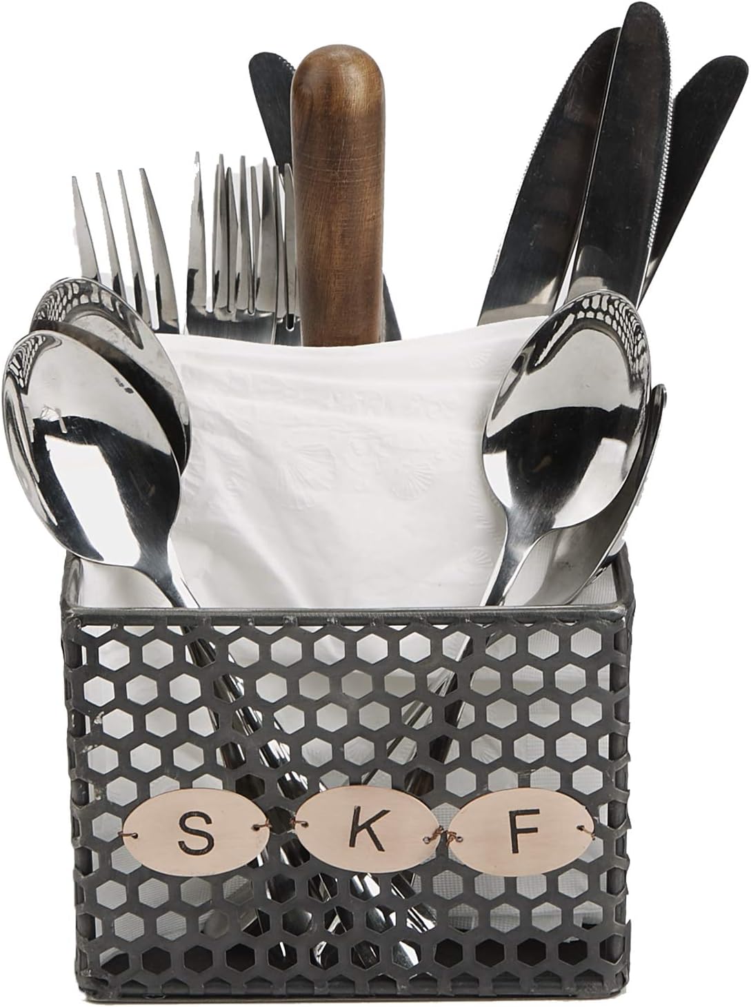 Mind Reader , Cutlery, Silverware Organizer, Utensil Caddy, Multi-Purpose Holder, Silver, One Size, Black Square