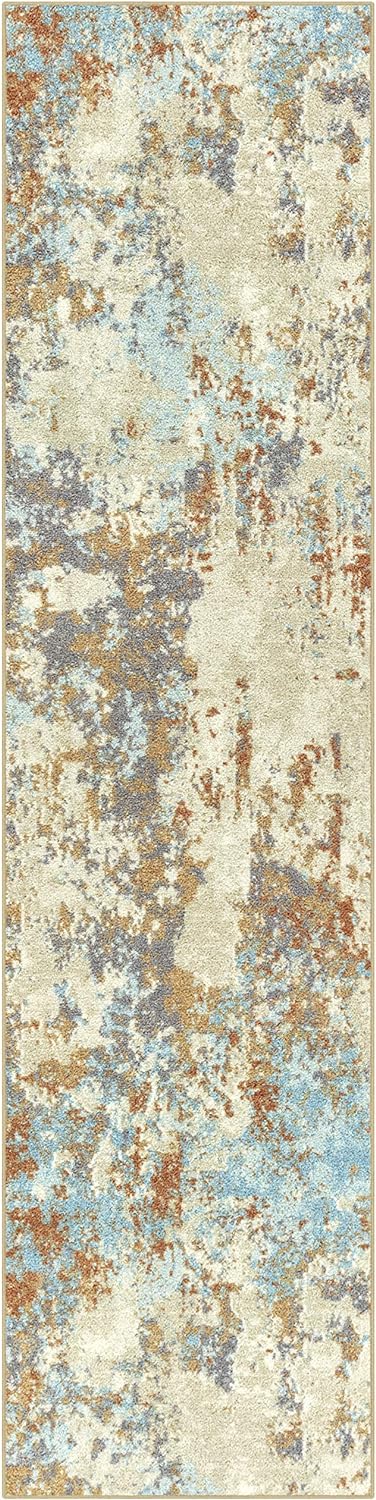 Maples Rugs Southwestern Stone Distressed Abstract Non Slip Runner Rug For Hallway Entry Way Floor Carpet [Made in USA], 2'6 x 10, Multi