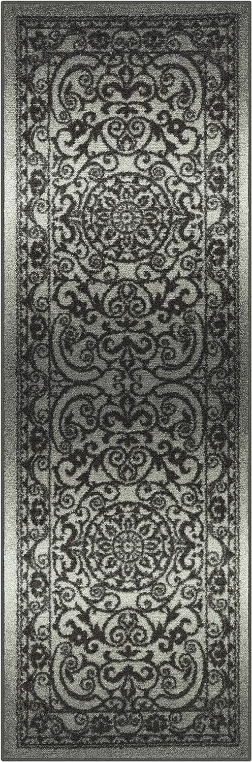 Maples Rugs Pelham Vintage Runner Rug Non Slip Washable Hallway Entry Carpet [Made in USA], 2 x 6, Grey Tonal