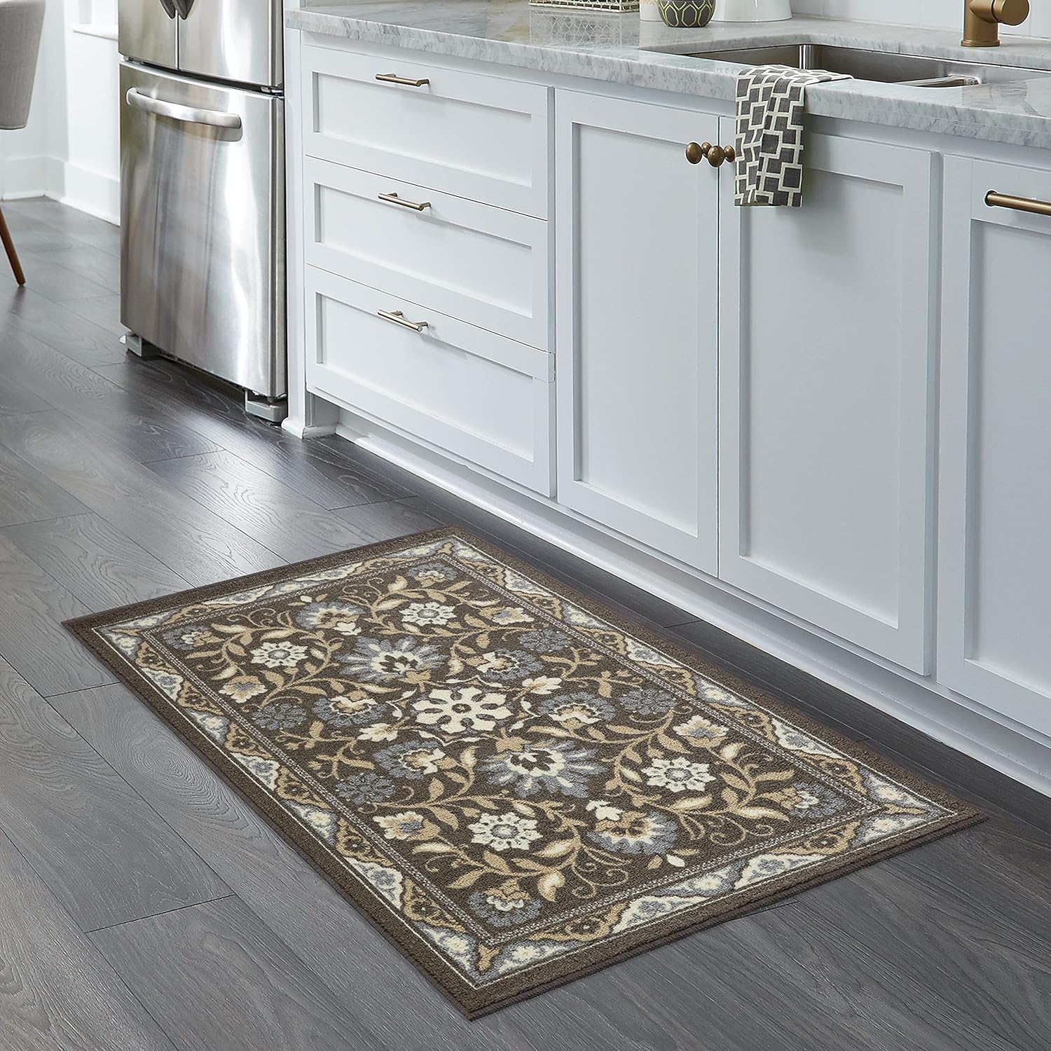 Maples Rugs Florence 2'6 x 3'10 Hallway Entry Kitchen Rugs Non Skid Washable Accent Area Carpet [Made in USA], Light Brown