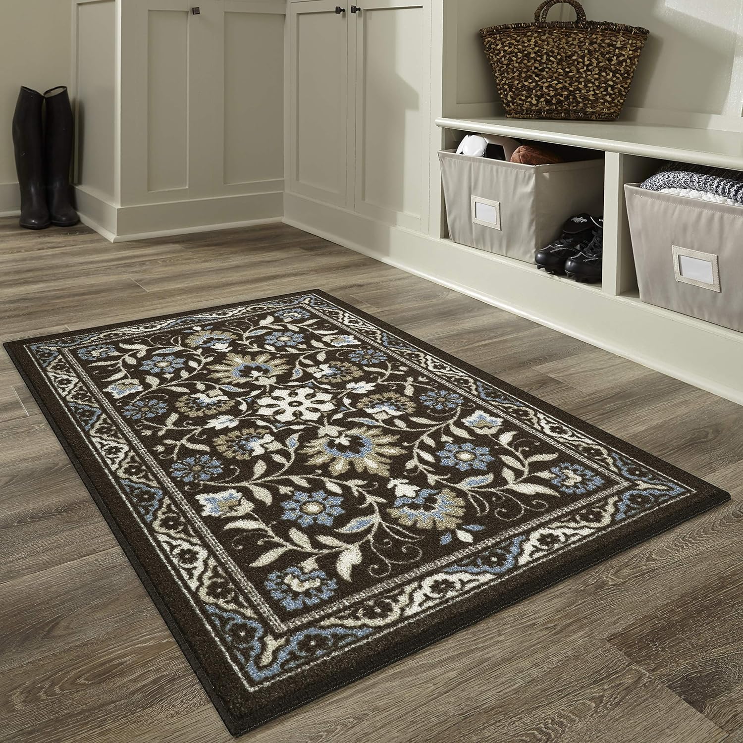 Maples Rugs Florence 2'6 x 3'10 Hallway Entry Kitchen Rugs Non Skid Washable Accent Area Mat [Made in USA], Coffee Brown