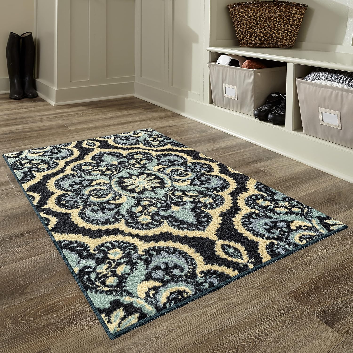 Maples Rugs Vivian Medallion Kitchen Rugs Non Skid Accent Area Carpet [Made in USA], 2'6 x 3'10, Persian Blue