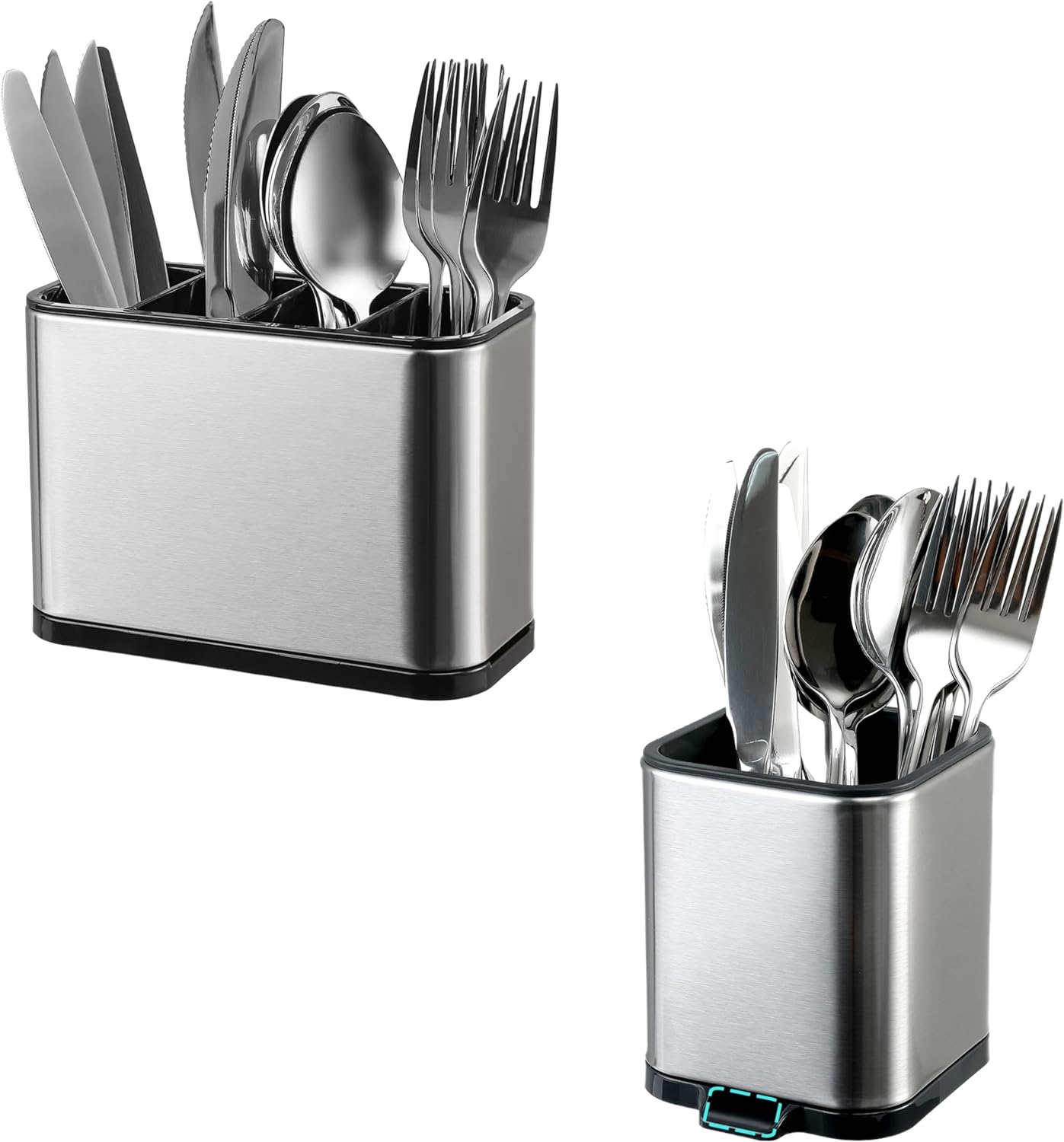 Kitchen Utensil Holder For Counter Organizer Stainless Steel Storage Baby Silverware Organizer Caddy2 Set