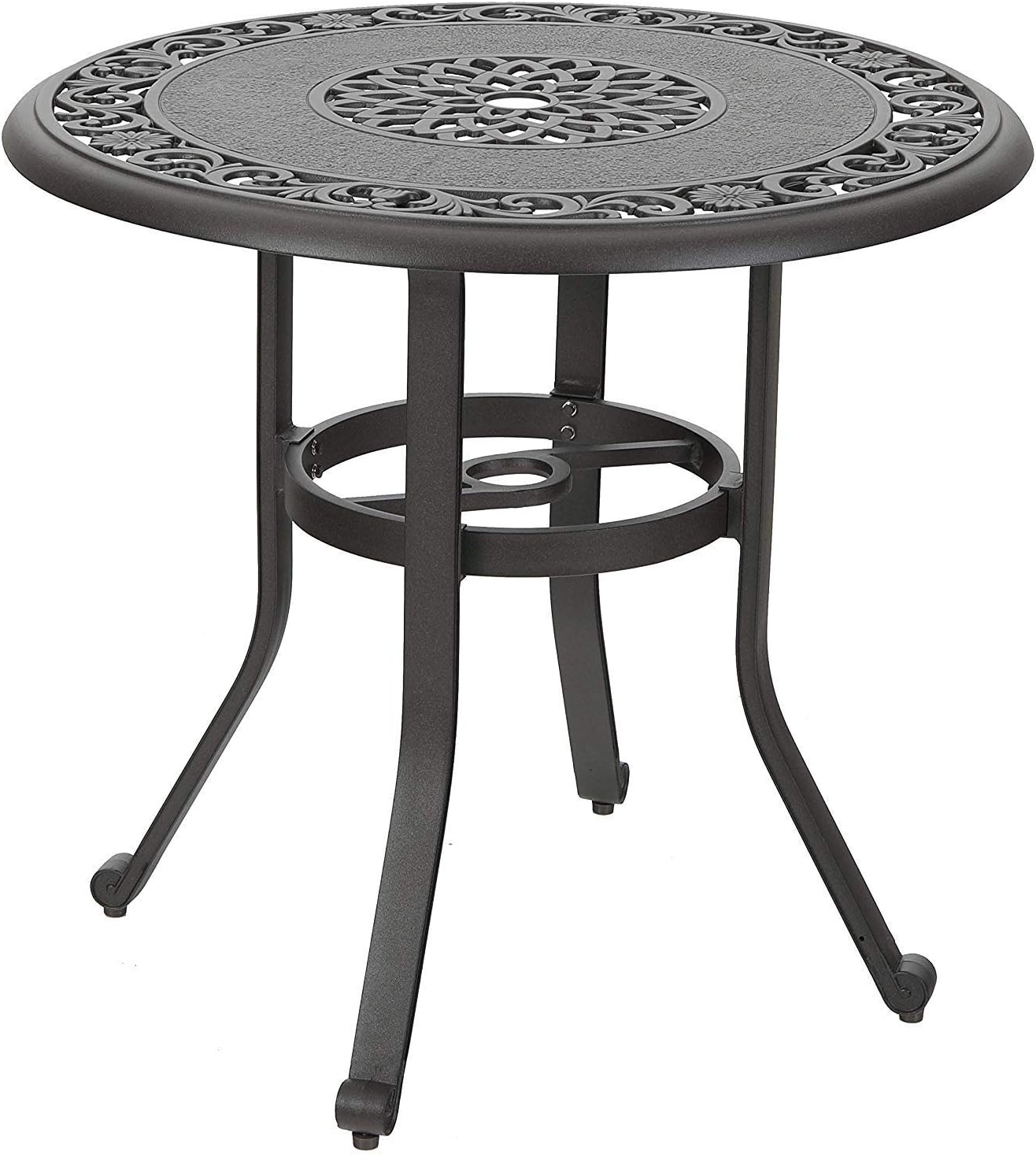 PHI VILLA 32 Outdoor Furniture Patio Bistro Table, Dining Coffee Tea Small Round Side End Tables for Garden, Backyard, Cast Aluminum with 1.75 Umbrella Hole, Dark Brown