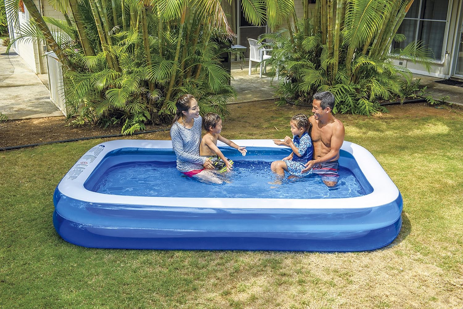 Giant Inflatable Kiddie Pool - Family and Kids Inflatable Rectangular Pool - 10 Feet Long (120 X 72 X 20)