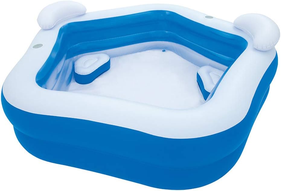 Inflatable Pool with 2 Seats,Headrest Cup Holder Family Paddling Pool Swimming Pool Bath Tub for Kids Toddlers Adults