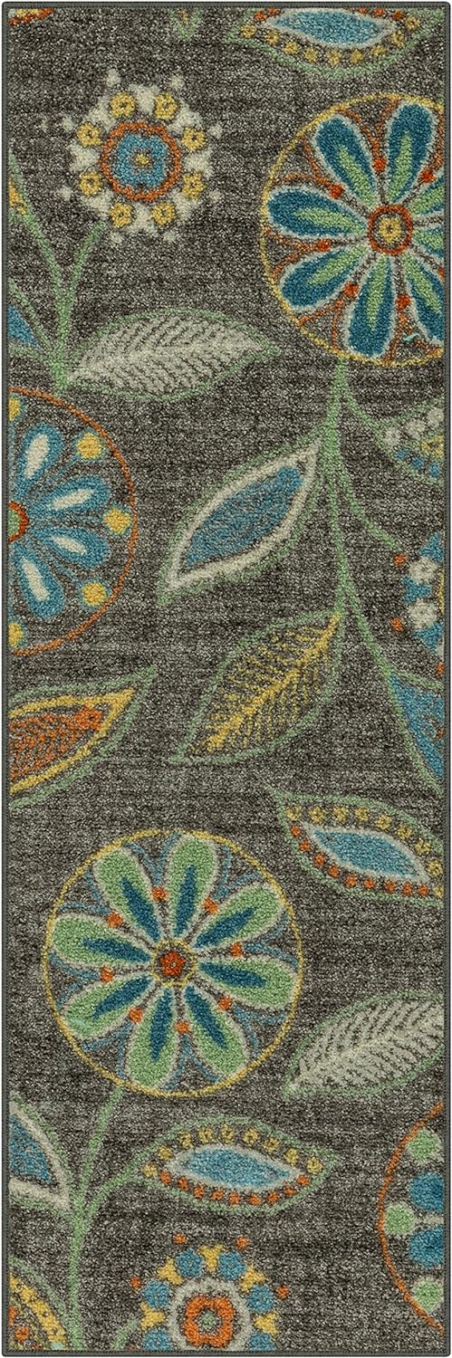 Maples Rugs Reggie Floral Runner Rug Non Slip Washable Hallway Entry Carpet [Made in USA], 1'8 x 5, Multi