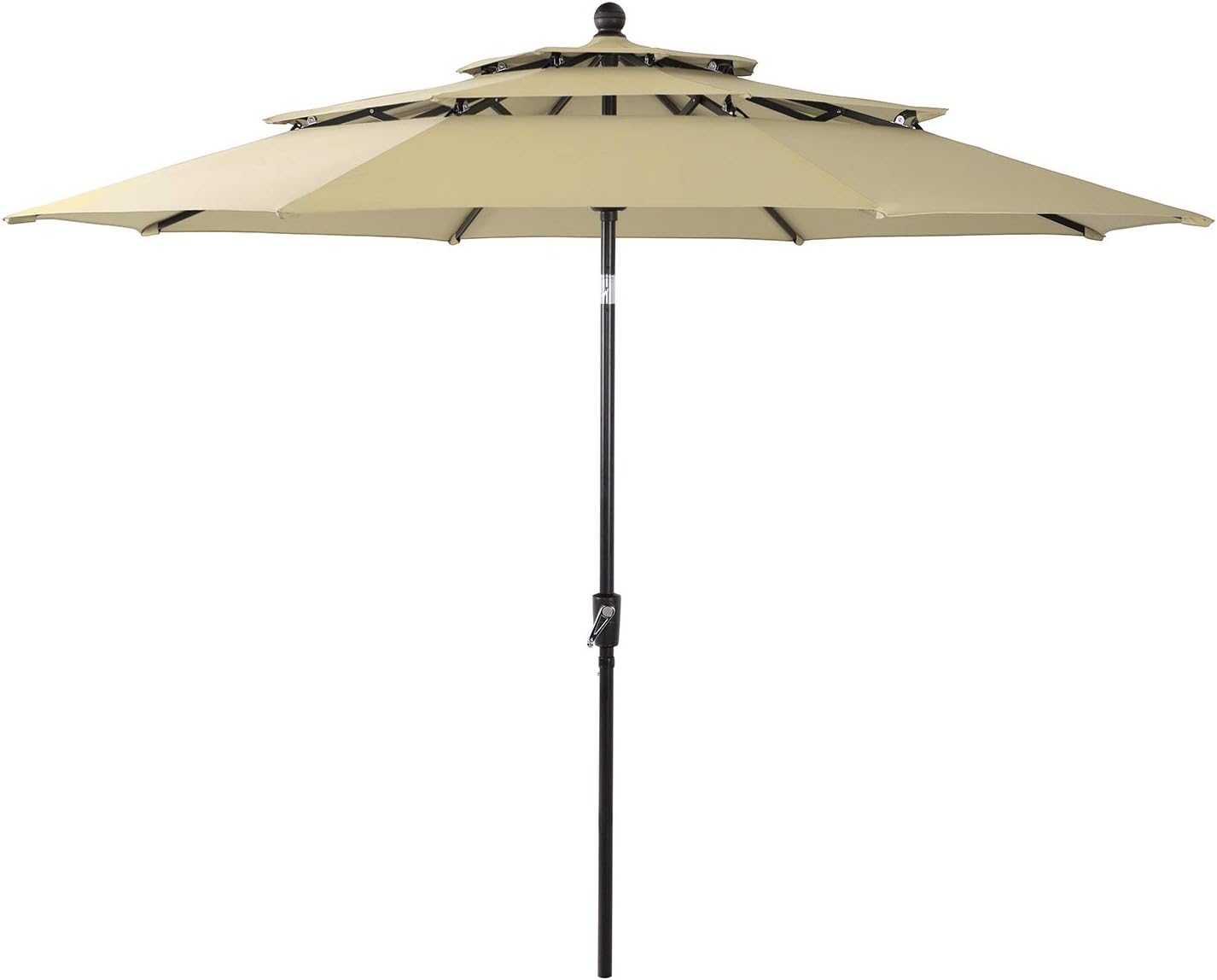 PHI VILLA 10ft 3 Tier Patio Umbrella, Outdoor Market Table Sun Shade Umbrellas for Backyard Deck Poolside, Auto-tilt