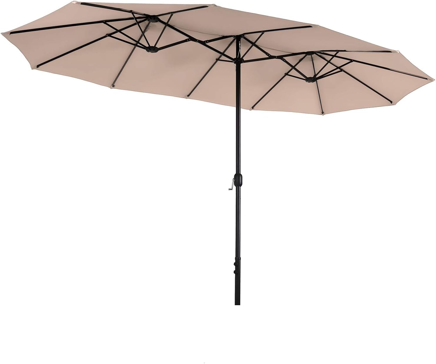 PHI VILLA 13 ft Outdoor Patio Umbrella, Large Rectangular Double Sided Market Table Twin Umbrellas with Crank Handle for Deck Pool
