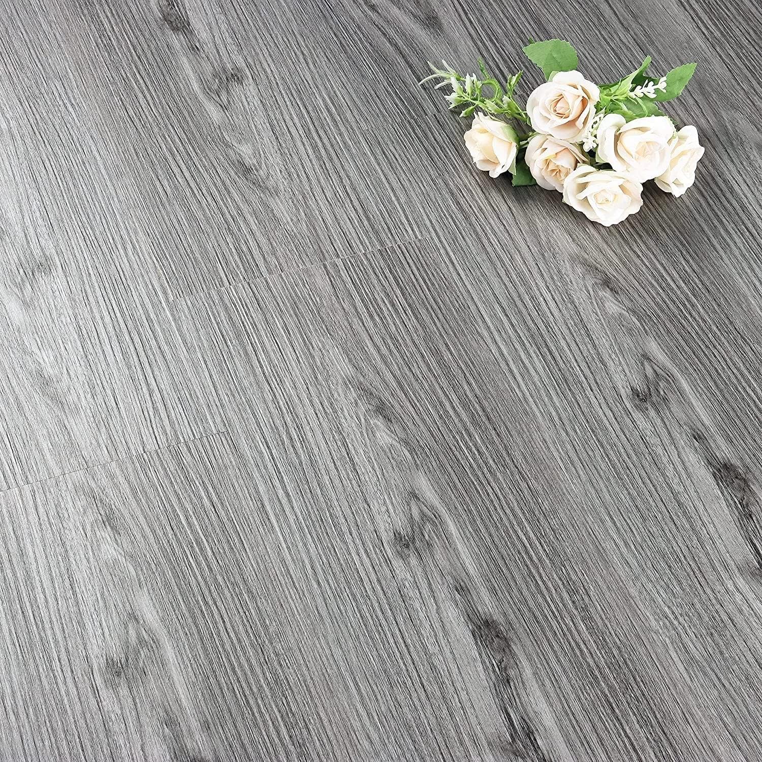 FunStick 6x36 30 Sheets Peel and Stick Floor Tile Waterproof Grey Wood Look Vinyl Flooring Planks Peel and Stick Wood Planks for Walls Sticky Tiles for Floor Bathroom Kitchen RV Laminate Flooring