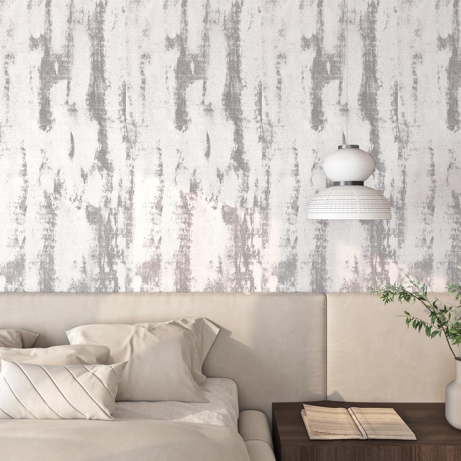 FunStick Thick Grey White Stained Concrete Wallpaper Peel and Stick Textured 3D Cement Wallpaper Self Adhesive Removable Concrete Contact Paper for Countertops Bedroom Bathroom Waterproof 15.8x78.8