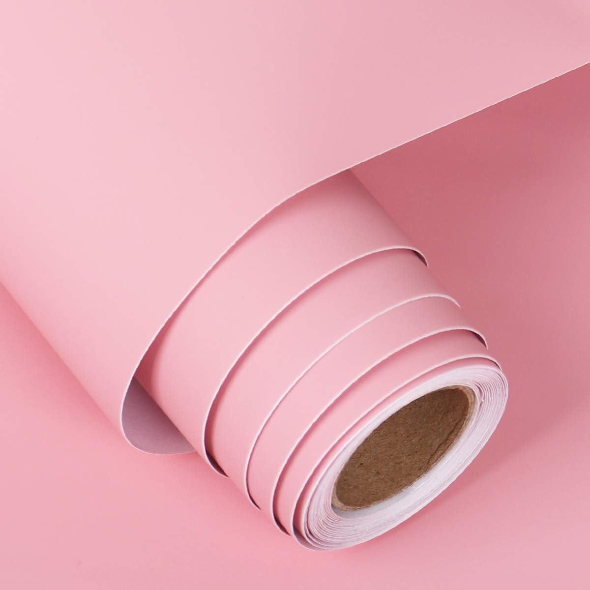 FunStick 24 x 200 Solid Pink Contact Paper Peel and Stick Pink Wallpaper for Girls Kids Bedroom Thick Pink Self Adhesive Wall Paper Vinyl Roll for Cabinets Bathroom Walls Dresser Closet Removable