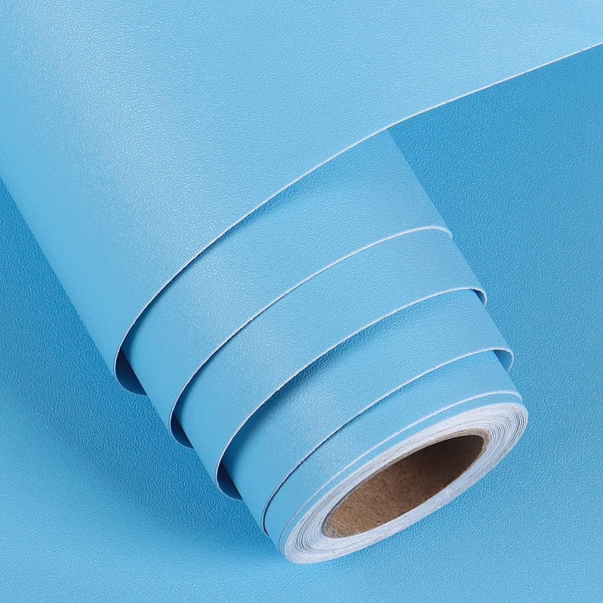 FunStick 24 x 200 Solid Sky Blue Peel and Stick Wallpaper Matte Blue Contact Paper Decorative Self Adhesive Removable Vinyl Wall Paper Roll for Cabinets Kids Bedroom Bathroom Wall Cover Table Desk