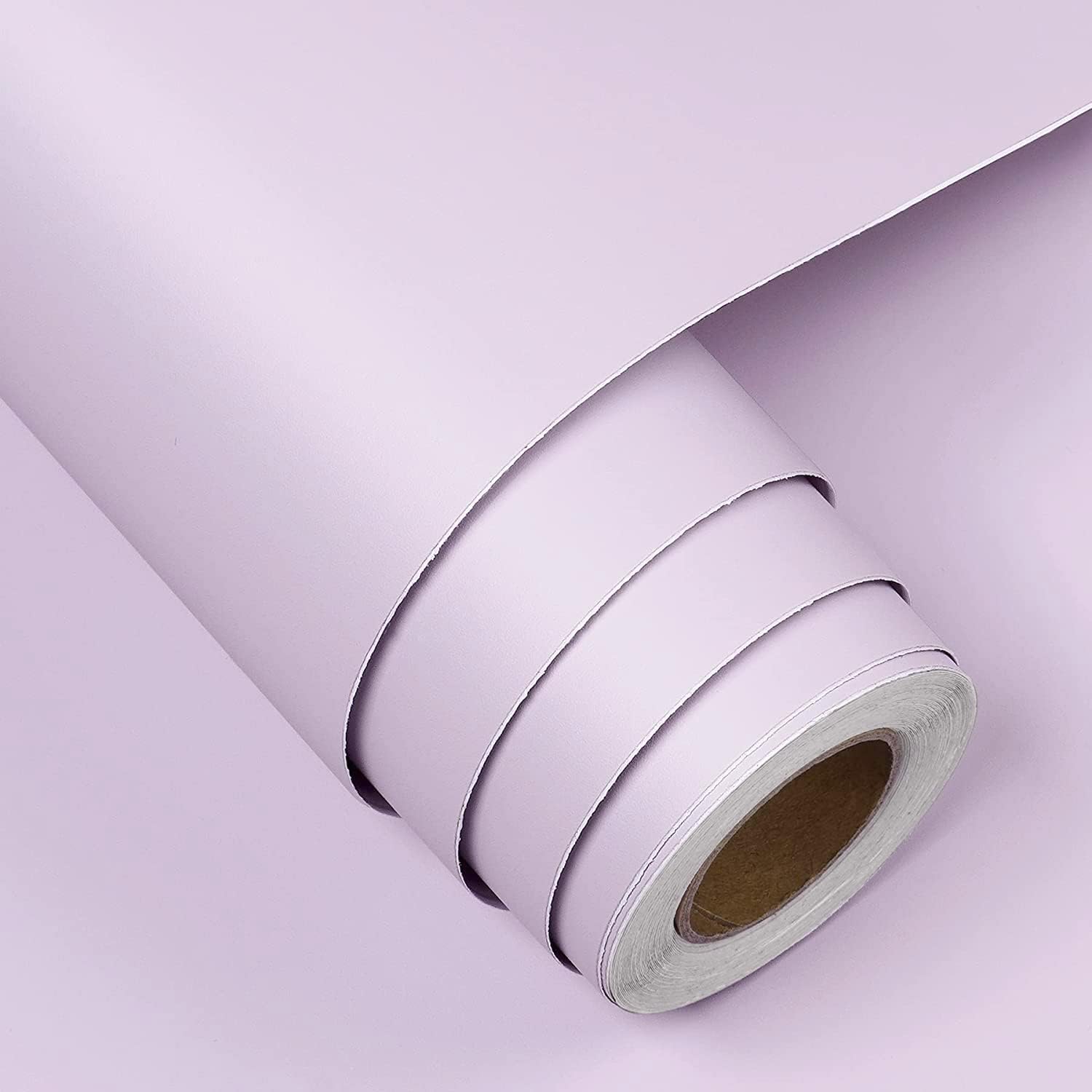 FunStick Light Purple Wallpaper Peel and Stick Lilac Purple Contact Paper for Cabinets Self Adhesive Removable Wallpaper Matte Purple Wallpaper Stick and Peel for Bedroom Girls Room Desk 15.8x78.8