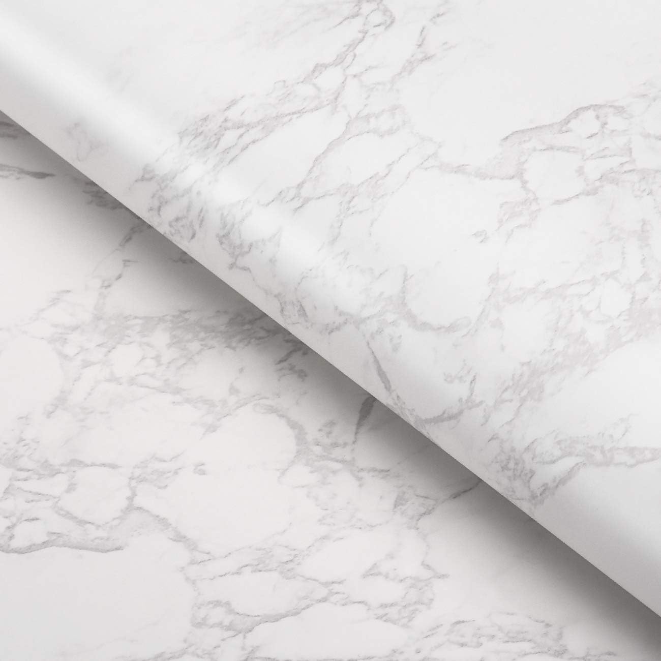 FunStick 36 x 200 Matte Marble Countertop Contact Paper White Grey Mable Wallpaper Peel and Stick Countertops for Kitchen Waterproof Removable Self Adhesive Wall Paper for Bathroom Table Furniture