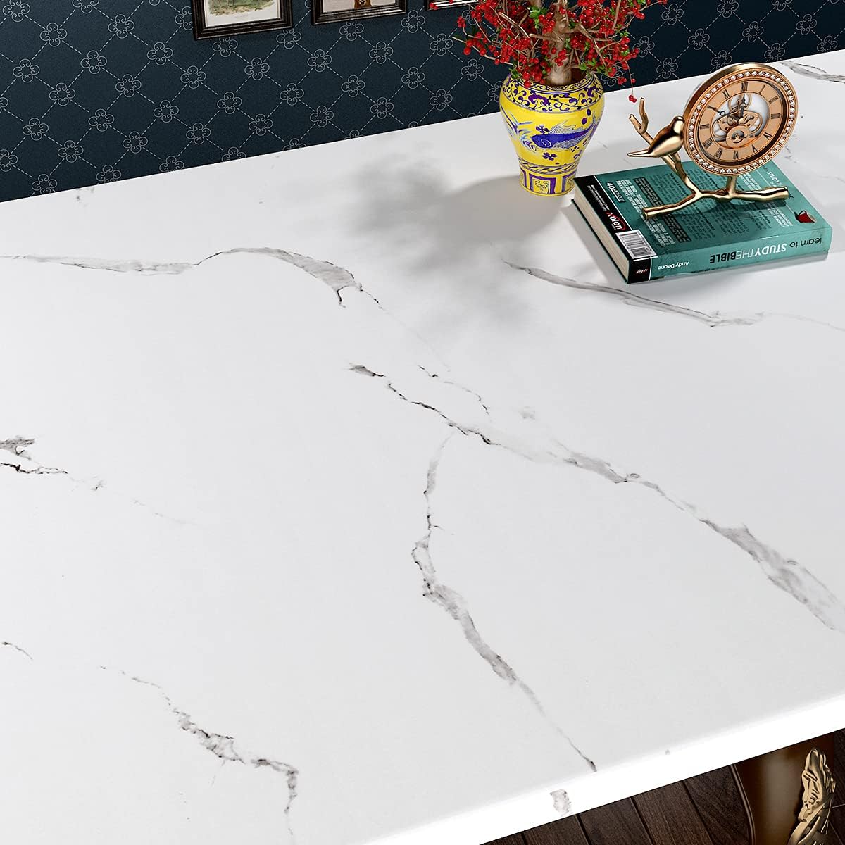 FunStick Matte Marble Contact Paper for Countertops Waterproof White Marble Wallpaper Peel and Stick Countertops for Kitchen Wallpaper Removable Adhesive Marble Paper for Table Desk Cabinet 12 x 200