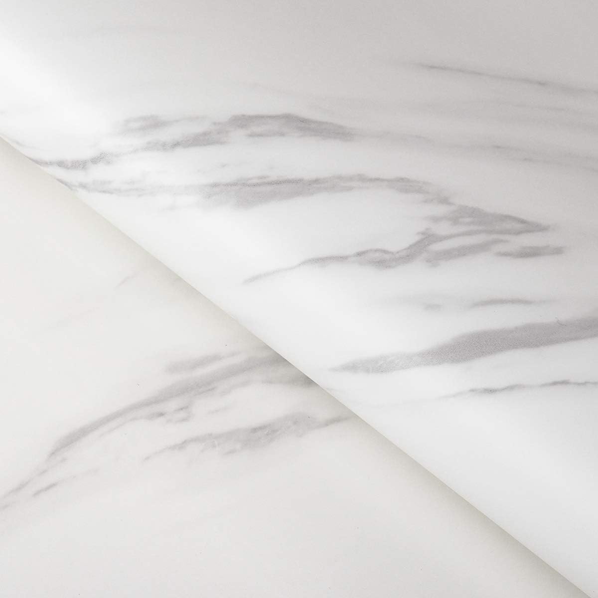 FunStick 36 x 200 White Grey Marble Countertop Contact Paper Waterproof Removable Wallpaper Peel and Stick Countertops Marble Self Adhesive Vinyl Wall Paper Roll for Table Desk Bathroom Matte Thick