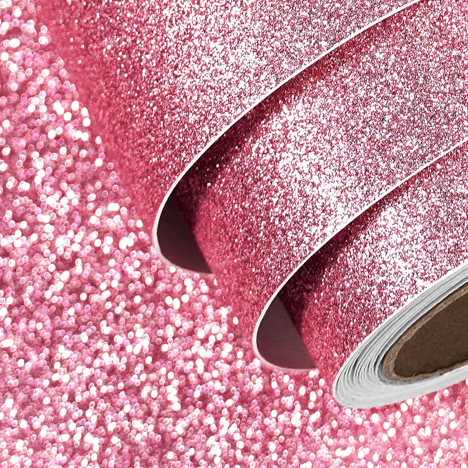 FunStick Pink Glitter Wallpaper Stick and Peel for Girls Bedroom Pink Glitter Contact Paper Decorative Fabric Wallpaper Peel and Stick Sparkle Self Adhesive Wallpaper for Cabinets Crafts 15.8x78.8