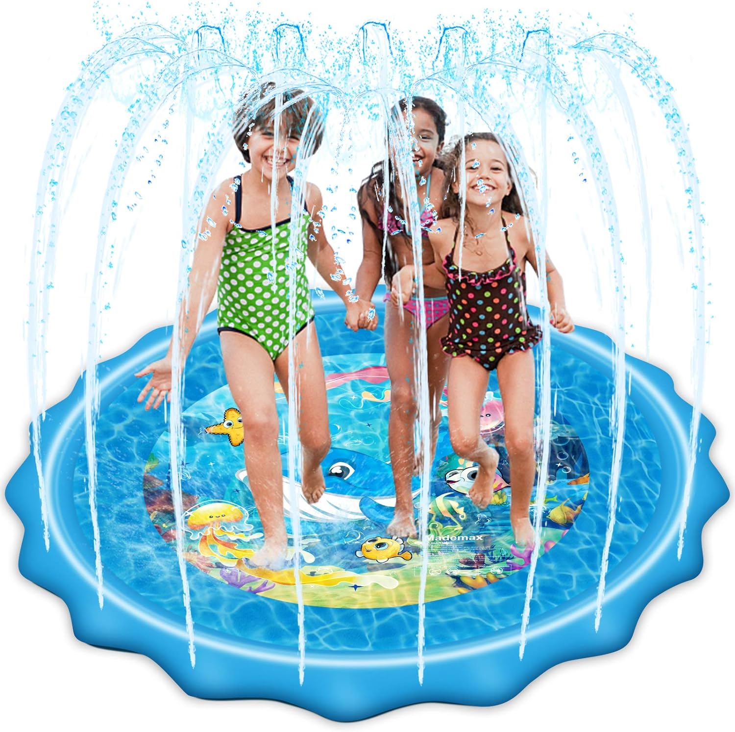 Mademax Upgraded 79 Splash Pad, Sprinkler & Splash Play Mat, Inflatable Summer Outdoor Sprinkler Pad Water Toys Fun for Children, Infants, Toddlers, Boys, Girls and Kids