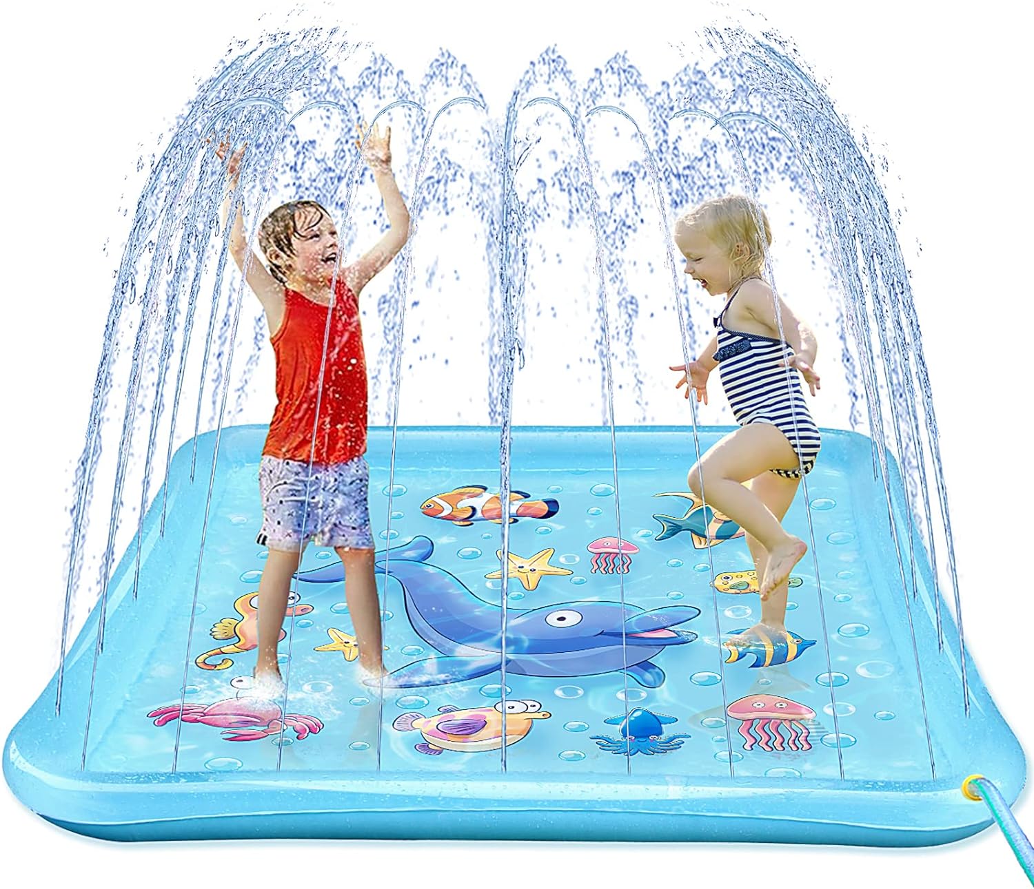 Splash Pad for Toddlers, Outdoor Sprinkler for Kids, 67 Summer Water Toys Inflatable Wading Baby Pool Fun Gifts for 3 4 5 6 7 8 9 Years Old Boy Girl Backyard Garden Lawn Outdoor Games