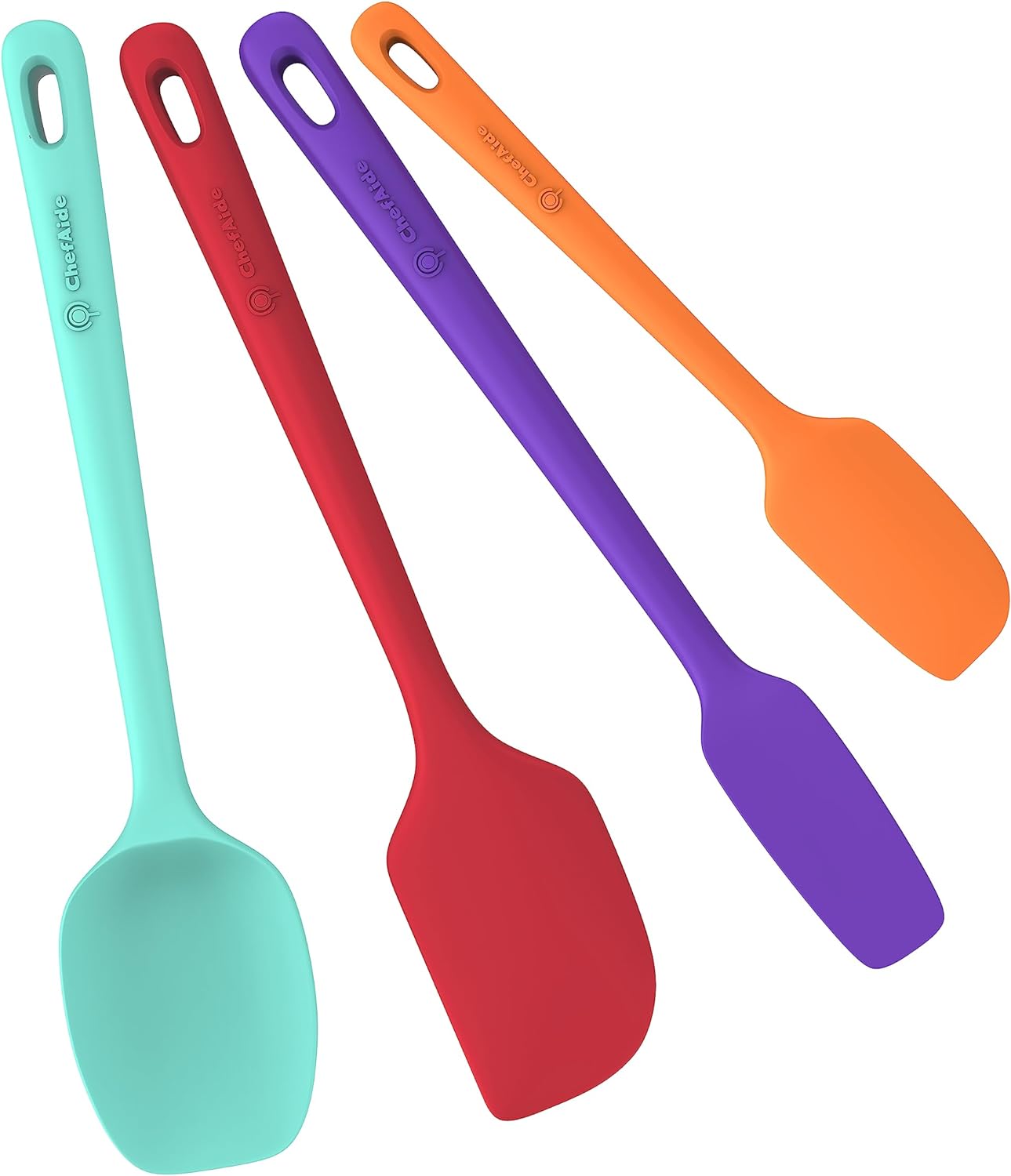 4 Pieces Silicone Spatula Set, Food Grade Rubber Spatula, Upgrade Strong Handle with Ergonomic Grip, Heat Resistant Up to 600F for Nonstick Cookware, Cooking