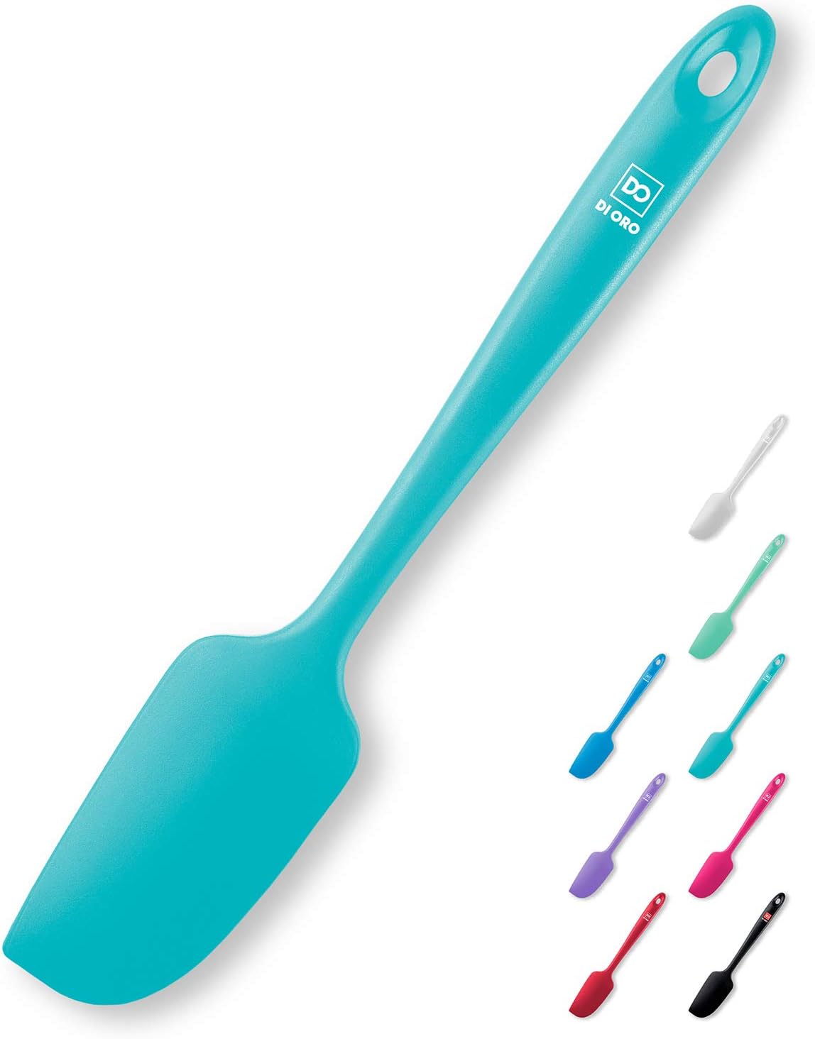 DI ORO Mini Spatula - Small Spatulas Silicone Heat-Resistant up to 600F - Silicone Kitchen Scraper for Baking & Cooking BPA Free - Mixing Spatula Dishwasher Safe - Nonstick Cookware Safe (Teal)