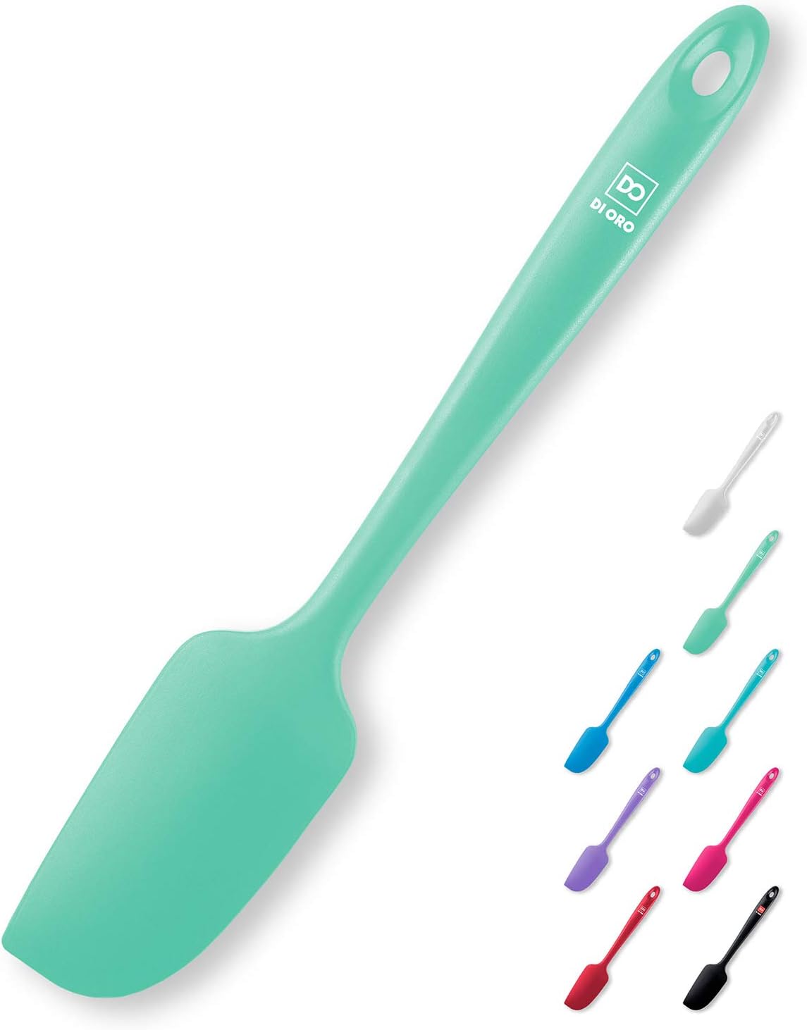 DI ORO Mini Spatula - Small Spatulas Silicone Heat-Resistant up to 600F - Silicone Kitchen Scraper for Baking & Cooking BPA Free - Mixing Spatula Dishwasher Safe - Nonstick Cookware Safe (Mint)