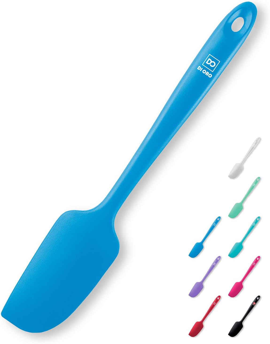 DI ORO Mini Spatula - Small Spatulas Silicone Heat-Resistant up to 600F - Silicone Kitchen Scraper for Baking & Cooking BPA Free - Mixing Spatula Dishwasher Safe - Nonstick Cookware Safe (Blue)