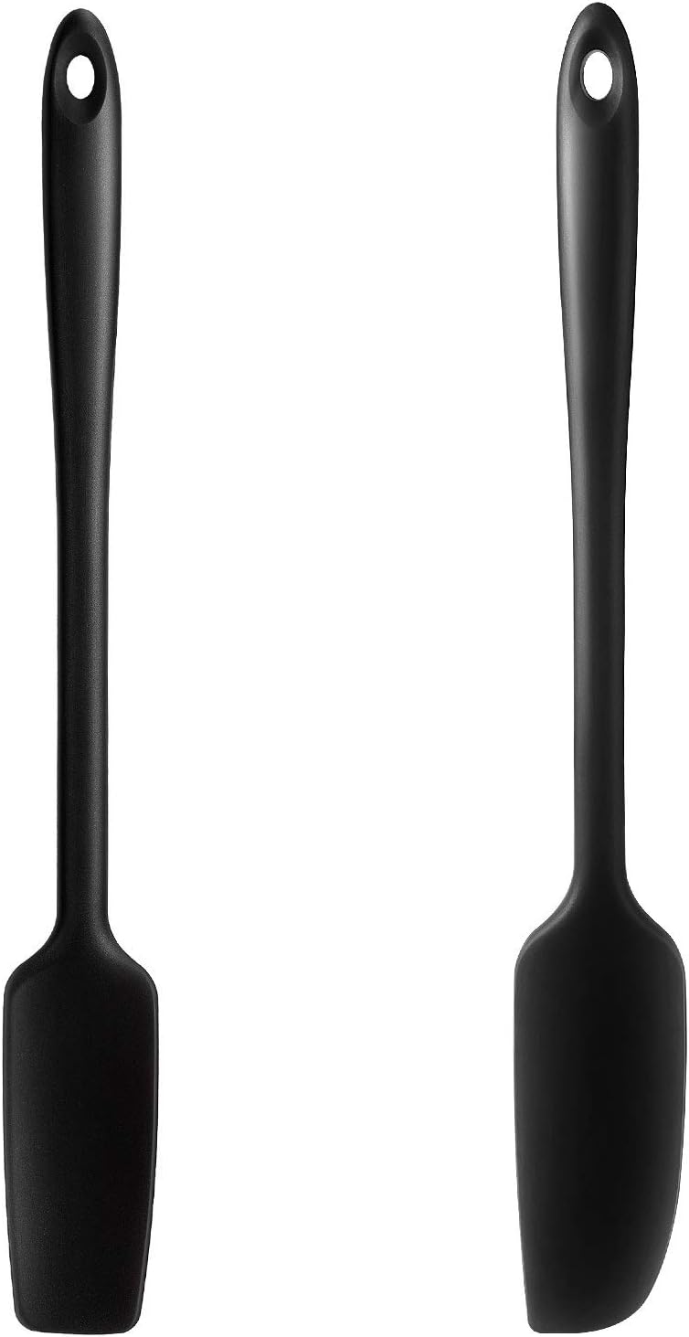 2 Pieces Long Handle Silicone Jar Spatula Non-Stick Rubber Scraper Heat Resistant Spatula Silicone Scraper for Jars, Smoothies, Blenders Cooking Baking Stirring Mixing Tools, Black