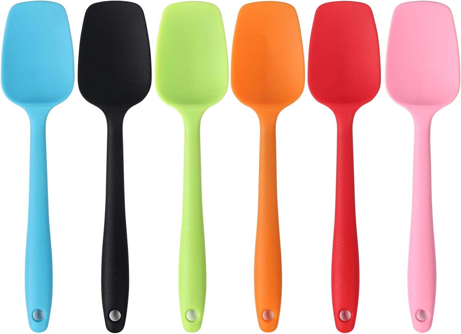 Silicone Spatulas, 8.2 inch Small Rubber Spoon Spatula Heat Resistant Seamless One Piece Design Non-Stick Spoonula Flexible Scrapers Baking Mixing Tool (6 Pcs)