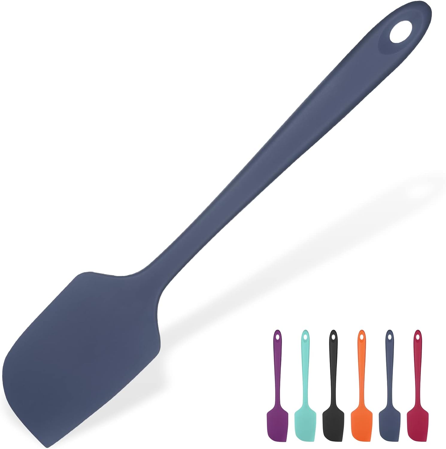 14in Extra Large Silicone Spatula: U-Taste 600F Heat Resistant Flexible Silicon Mixing Stirring Cooking Scraping Baking Bowl Scraper Seamless Spreader for Kitchen Nonstick Cookware (Midnight Blue)