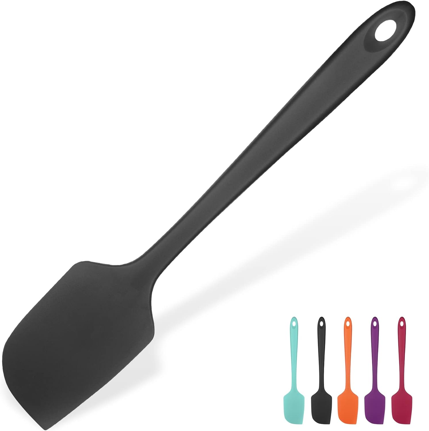 14in Extra Large Silicone Spatula: U-Taste 600F Heat Resistant Flexible Silicon Mixing Stirring Cooking Scraping Baking Bowl Scraper Seamless Spreader for Kitchen Nonstick Cookware (Black)