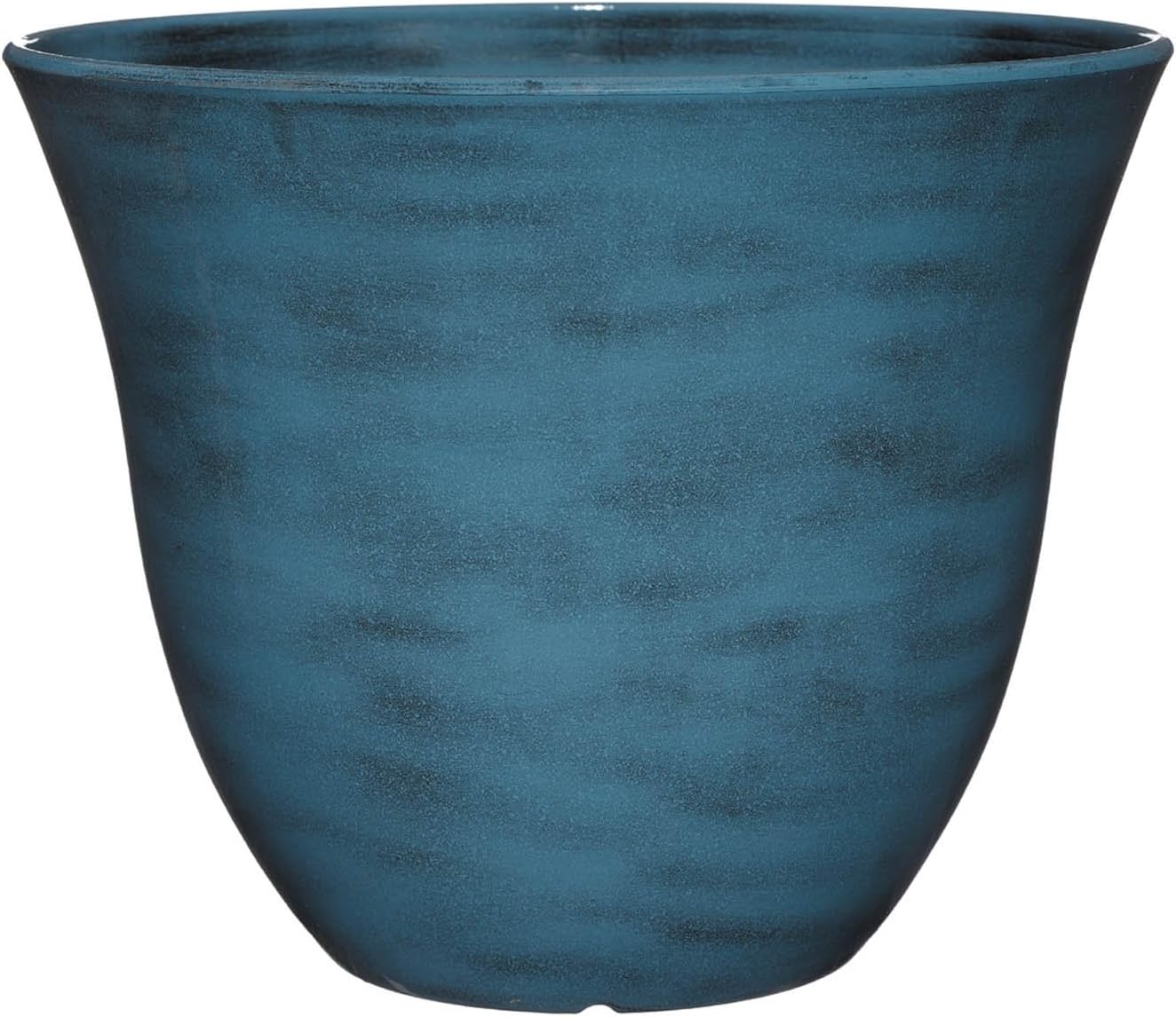 Classic Home and Garden Honeysuckle Resin Flower Pot Planter, Blue Jean, 15