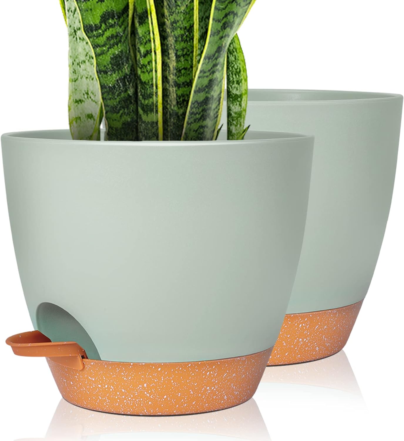 GARDIFE Plant Pots Set of 2 Pack 8 inch,Planters for Indoor Plants with Drainage Holes, Modern Decorative Flower Pots for All House Plants, Flowers, Green