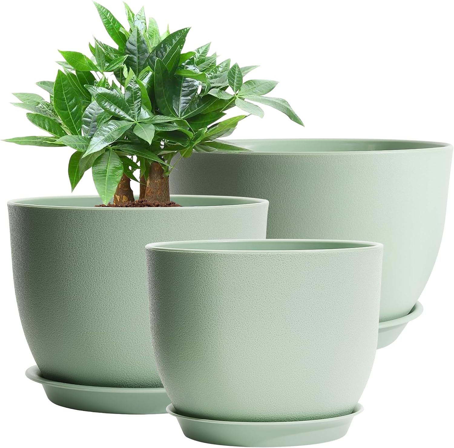 GARDIFE 12/10/9 inch Plant pots, Large planters for Indoor Plants, Flower pots, Green