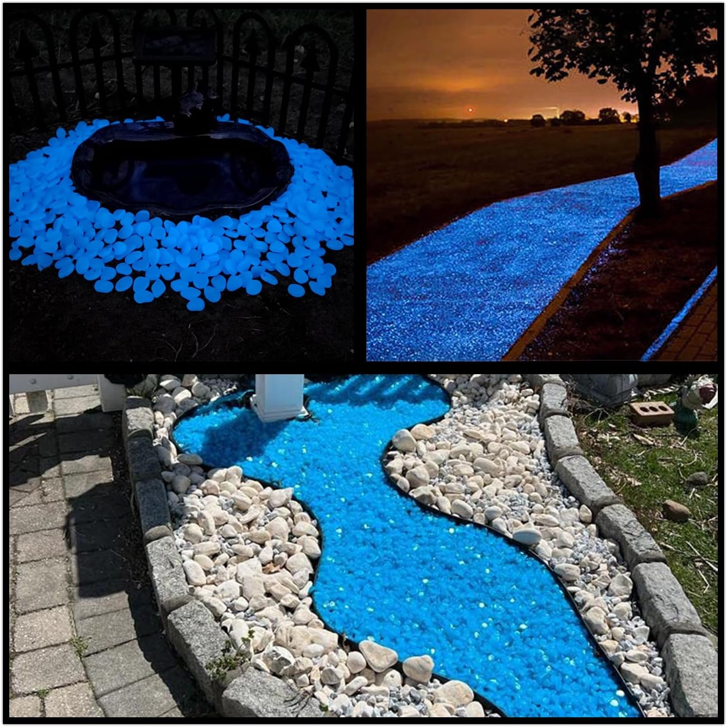 Glow in The Dark Rocks Outdoor, 500pcs Blue Glow Rocks for Outdoor Decor, Glow in The Dark Pebbles, Glowing Rocks for Garden, Walkway, Pathway, Yard