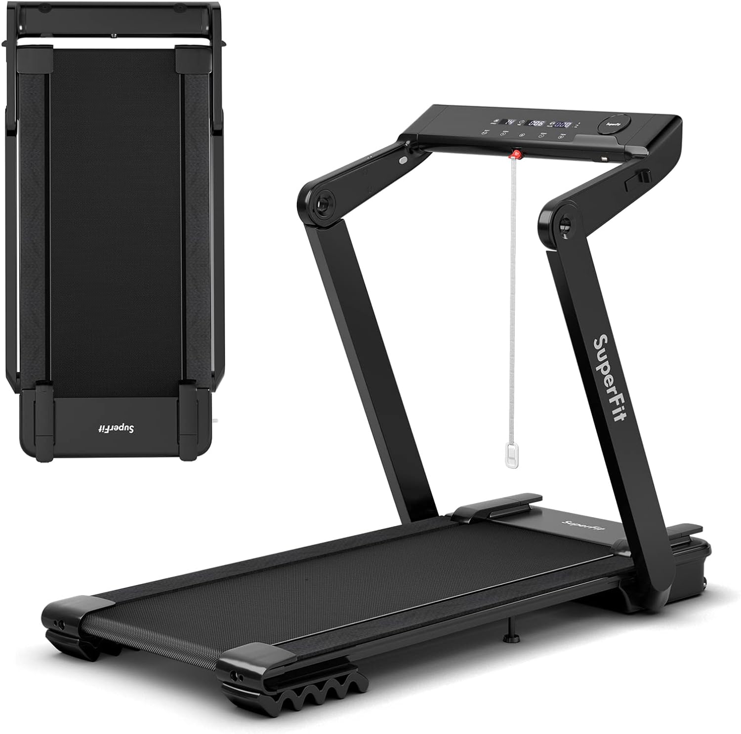 GYMAX Folding Treadmill, 4HP Running Machine with LED Touch Screen, Smart APP Connection, Free Installation Fitness Workout Treadmill for Home Gym