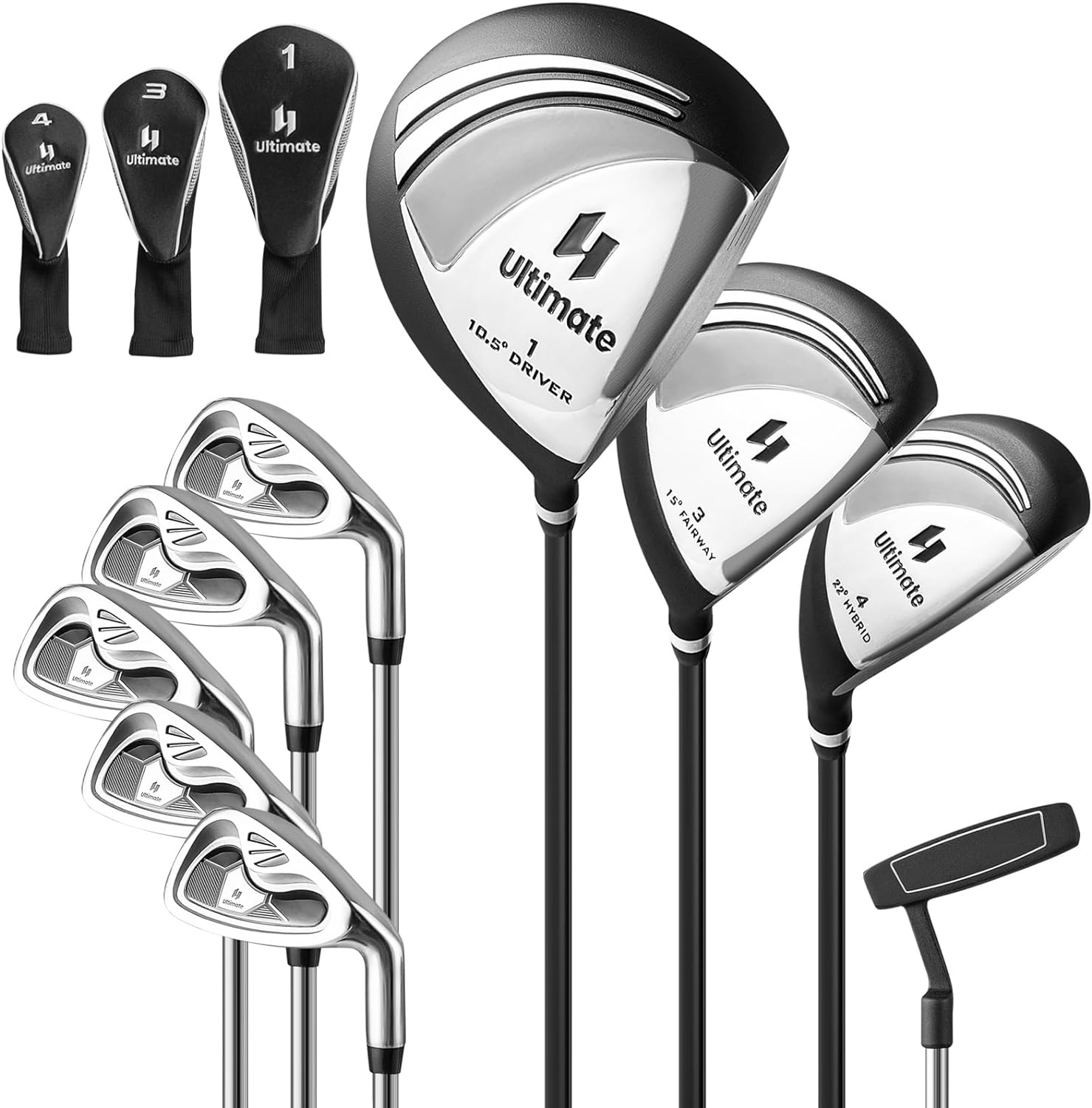 GYMAX Complete Golf Club Set for Men, 12/14 PCS Right Hand Golf Clubs Set with #1 Driver & #3 Fairway & #4 Hybrid & #6/#7/#8/#9/#P Irons, Putter & Head Covers, Mens Golf Clubs Set